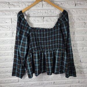 Old Navy Womens Top XXL Plus Baby Top Long Sleeve Green Open Back PLA151E